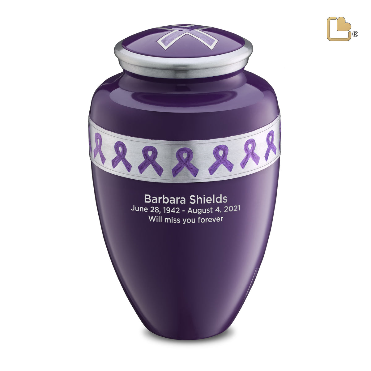 A901   Awareness Standard Adult Urn Purple &amp; Bru Pewter