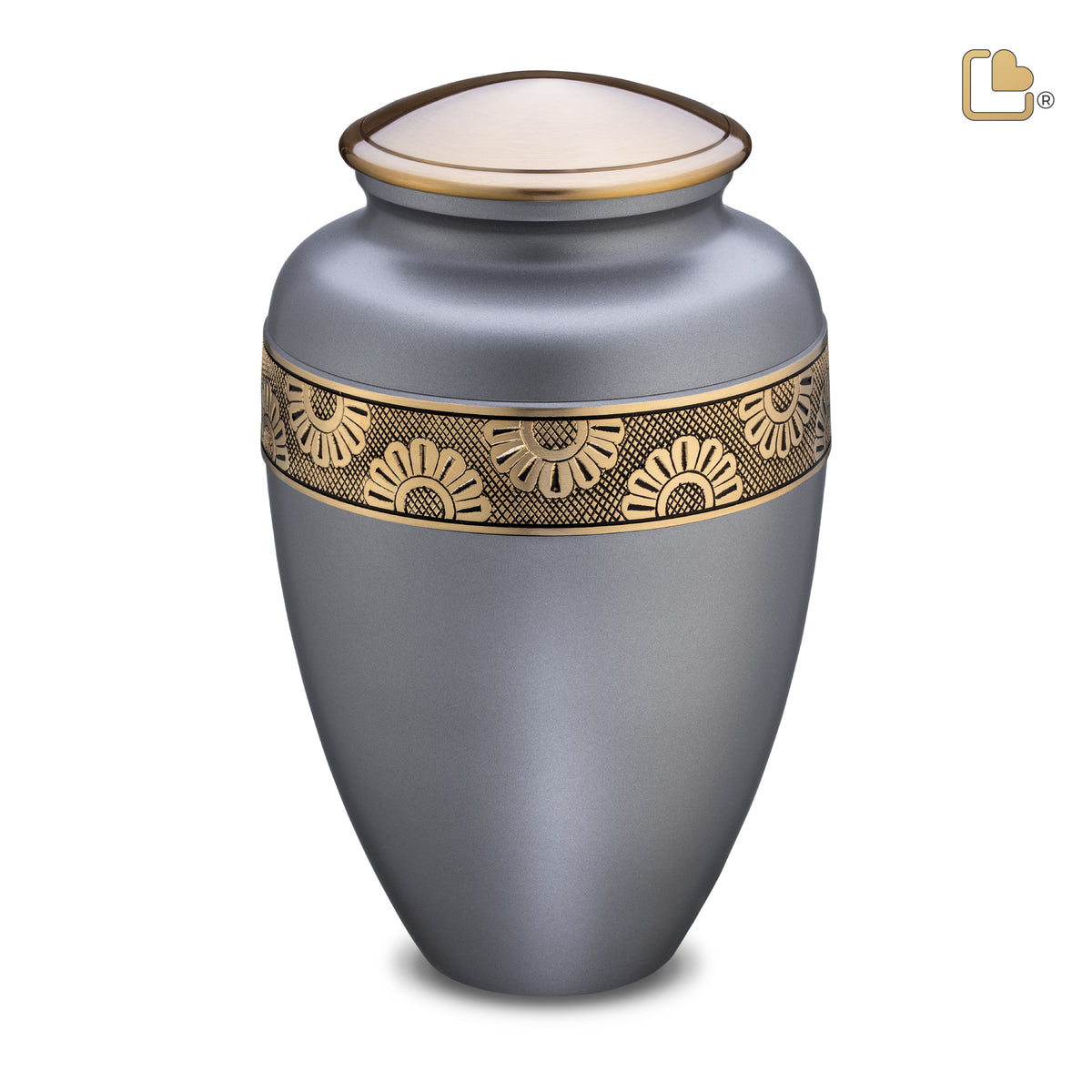 A902   Floral Band Standard Adult Urn Slate & Bru Gold