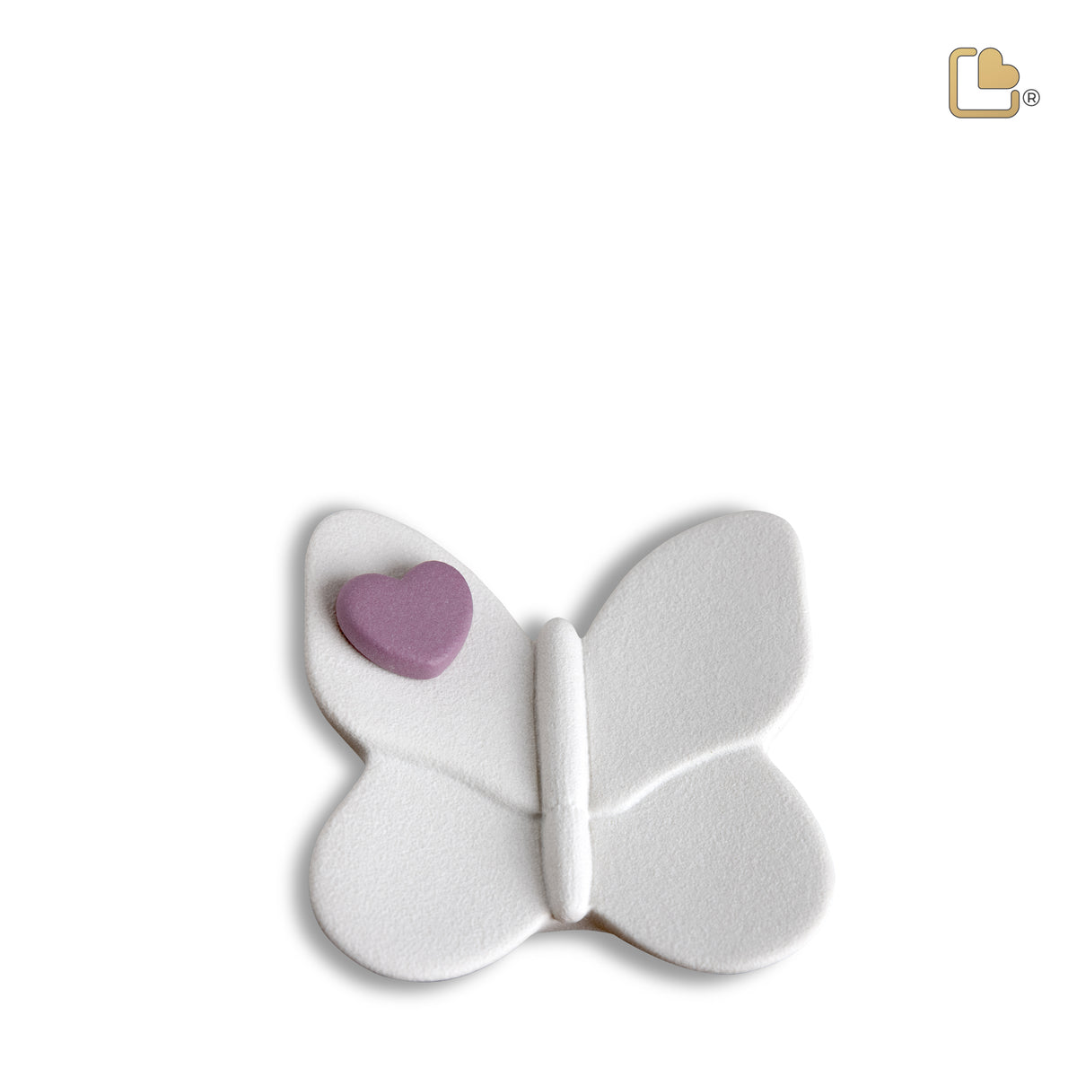 CK180   Butterfly with Heart Accent Keepsake Urn White &amp; Berry
