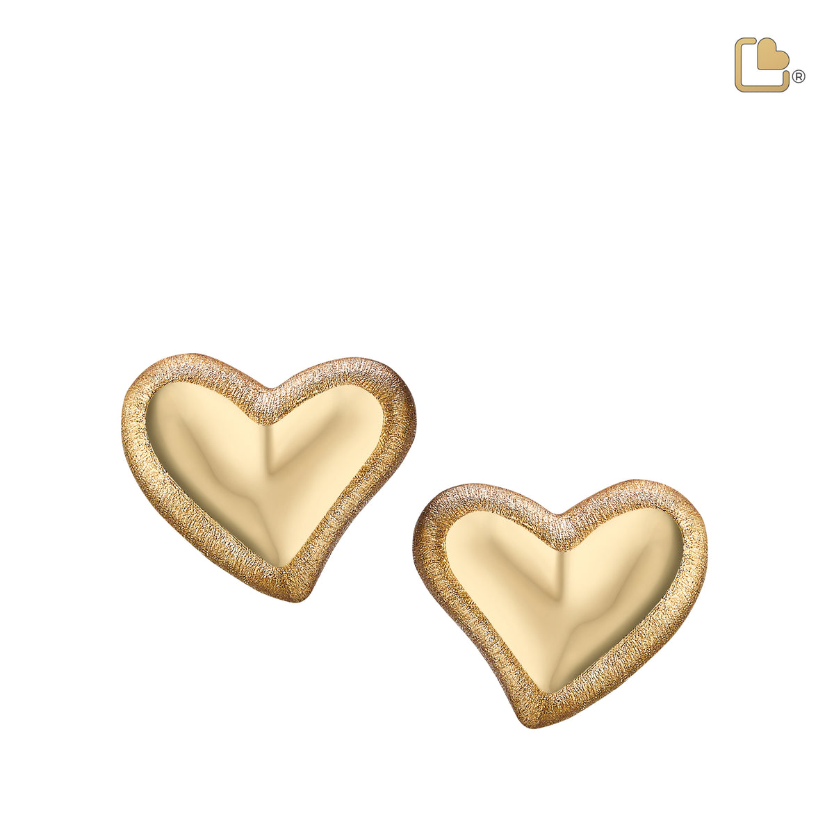 ER1001   Leaning Heart Stud Earrings Pol &amp; Bru Gold Vermeil
