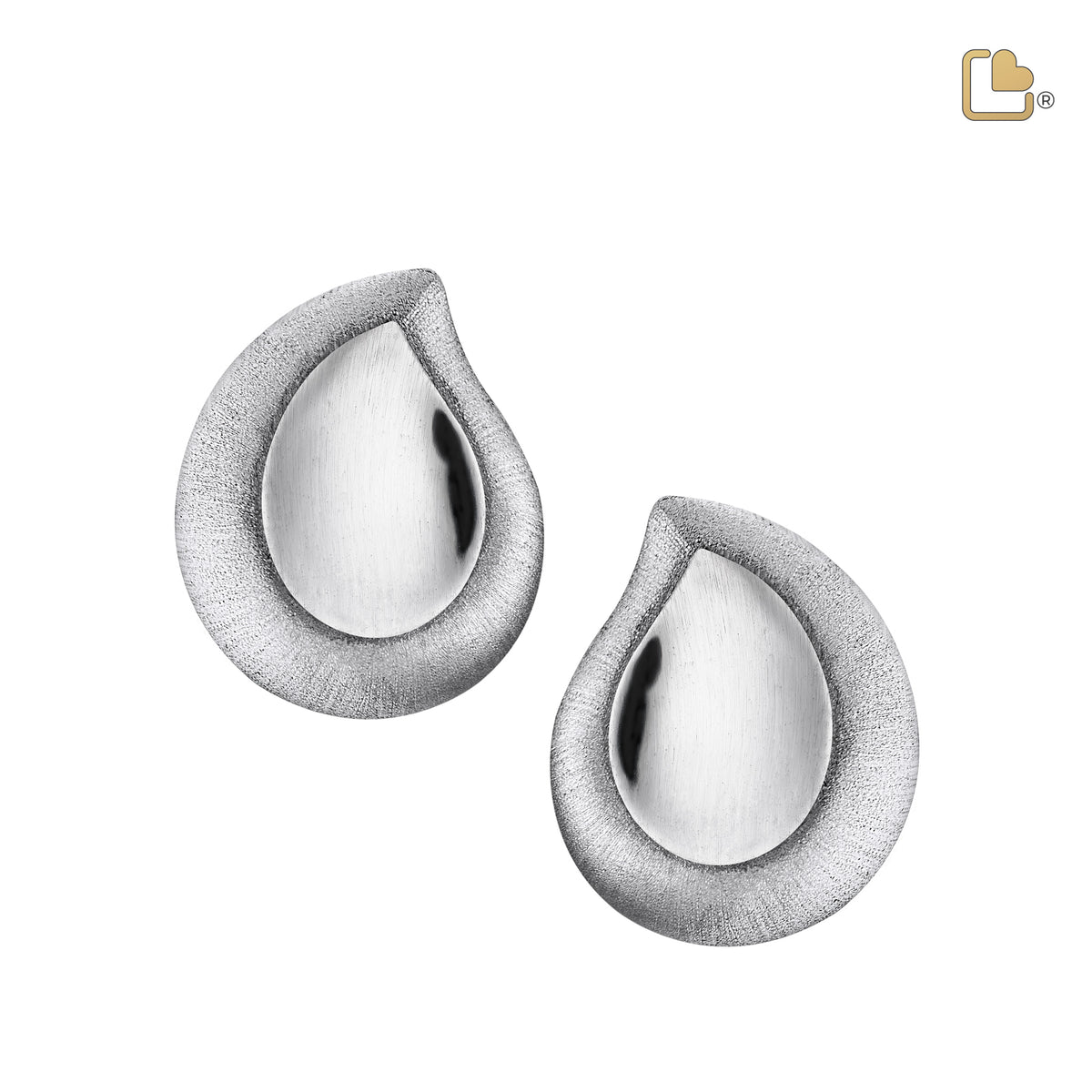 ER1020   TearDrop Stud Earrings Pol &amp; Bru Silver