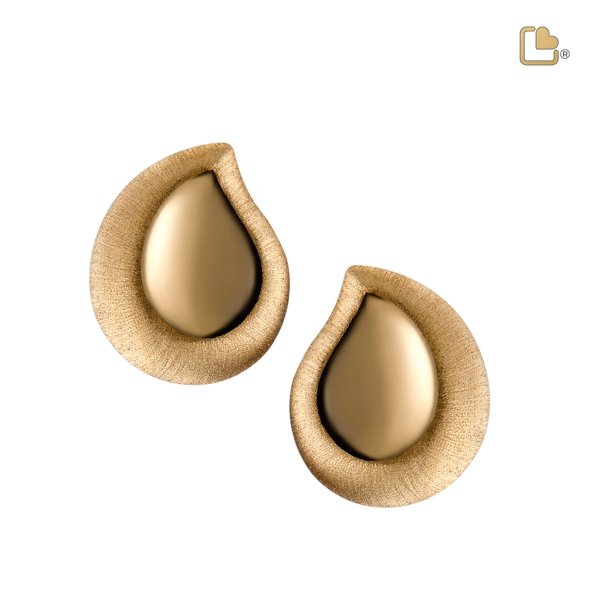 ER1021   TearDrop Stud Earrings Pol &amp; Bru Gold Vermeil