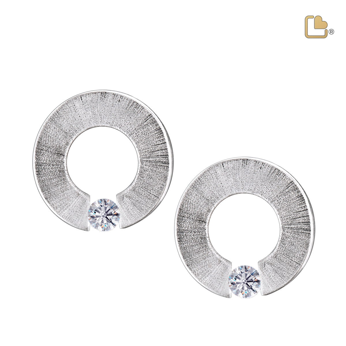 ER1040   Omega Stud Earrings Pol &amp; Bru Silver