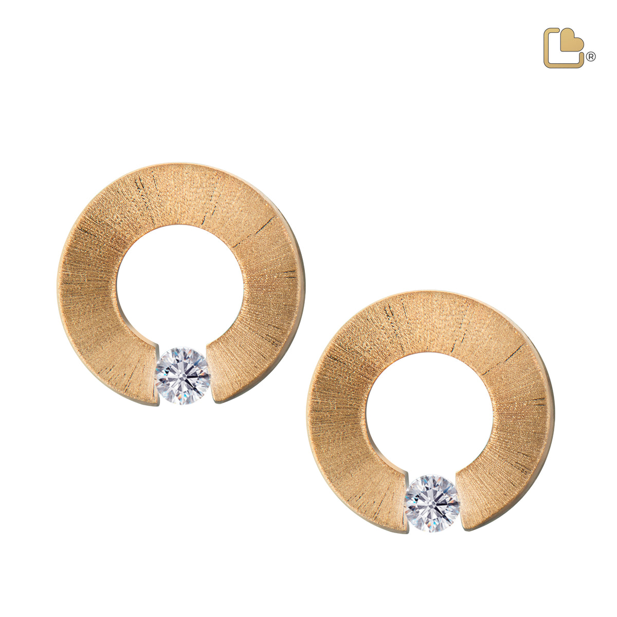 ER1041   Omega Stud Earrings Pol &amp; Bru Gold Vermeil