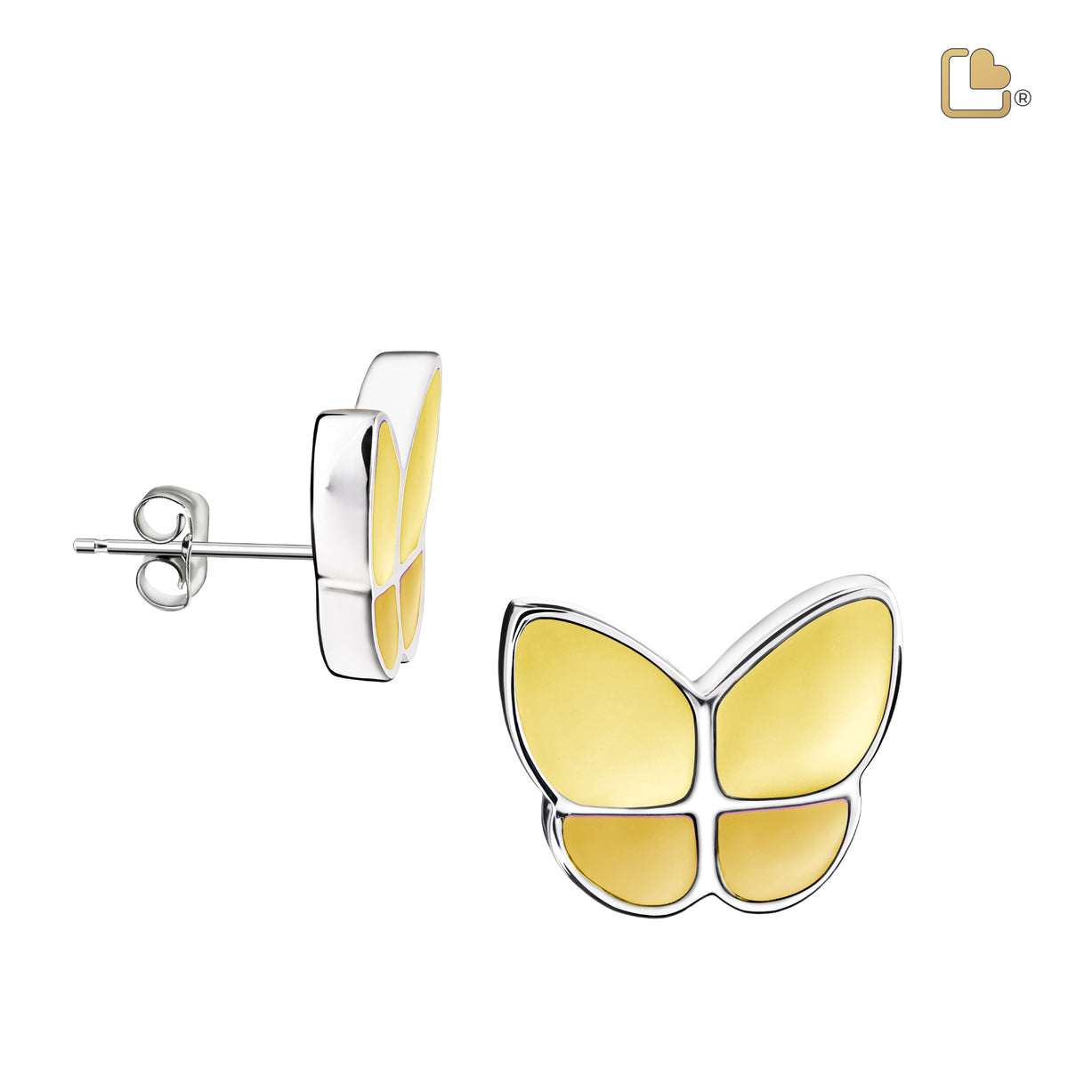 ER1203   Wings of Hope Stud Earrings Pearl Yellow &amp; Pol Silver