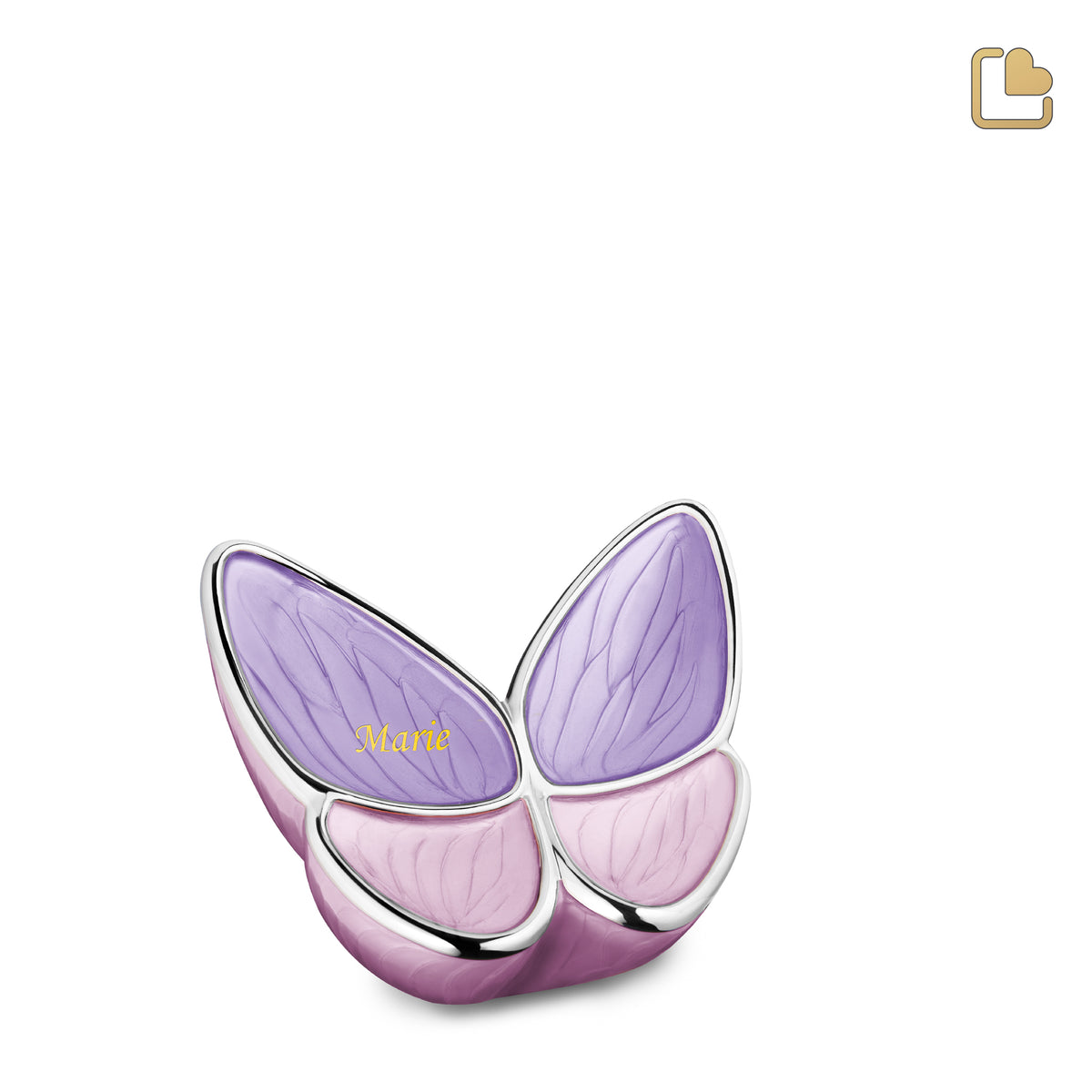 K1040   Wings of Hope Keepsake Urn Pearl Lavender &amp; Pol Silver