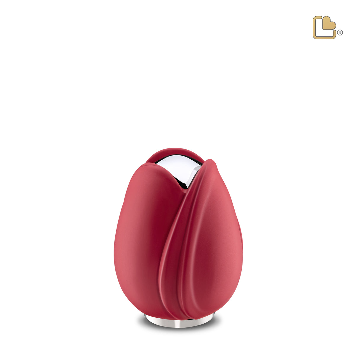 K1052   Tulip Keepsake Urn Red &amp; Pol Silver