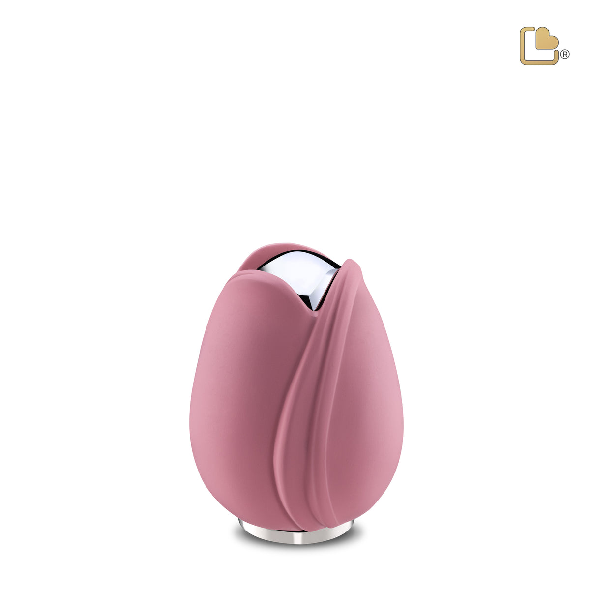 K1053   Tulip Keepsake Urn Pink &amp; Pol Silver