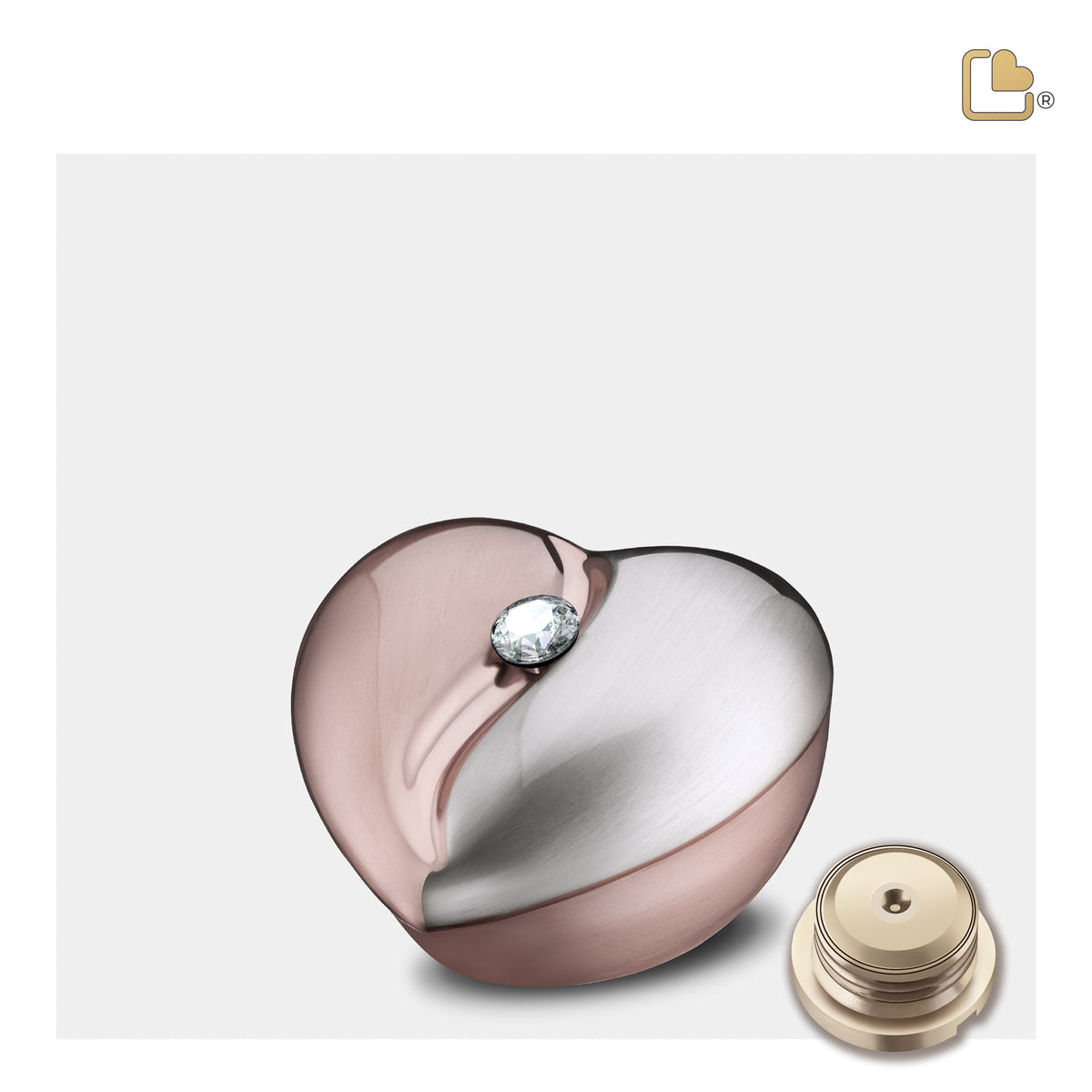 K1110   HeartFelt Keepsake Urn Bru RoseGold w/Crystal