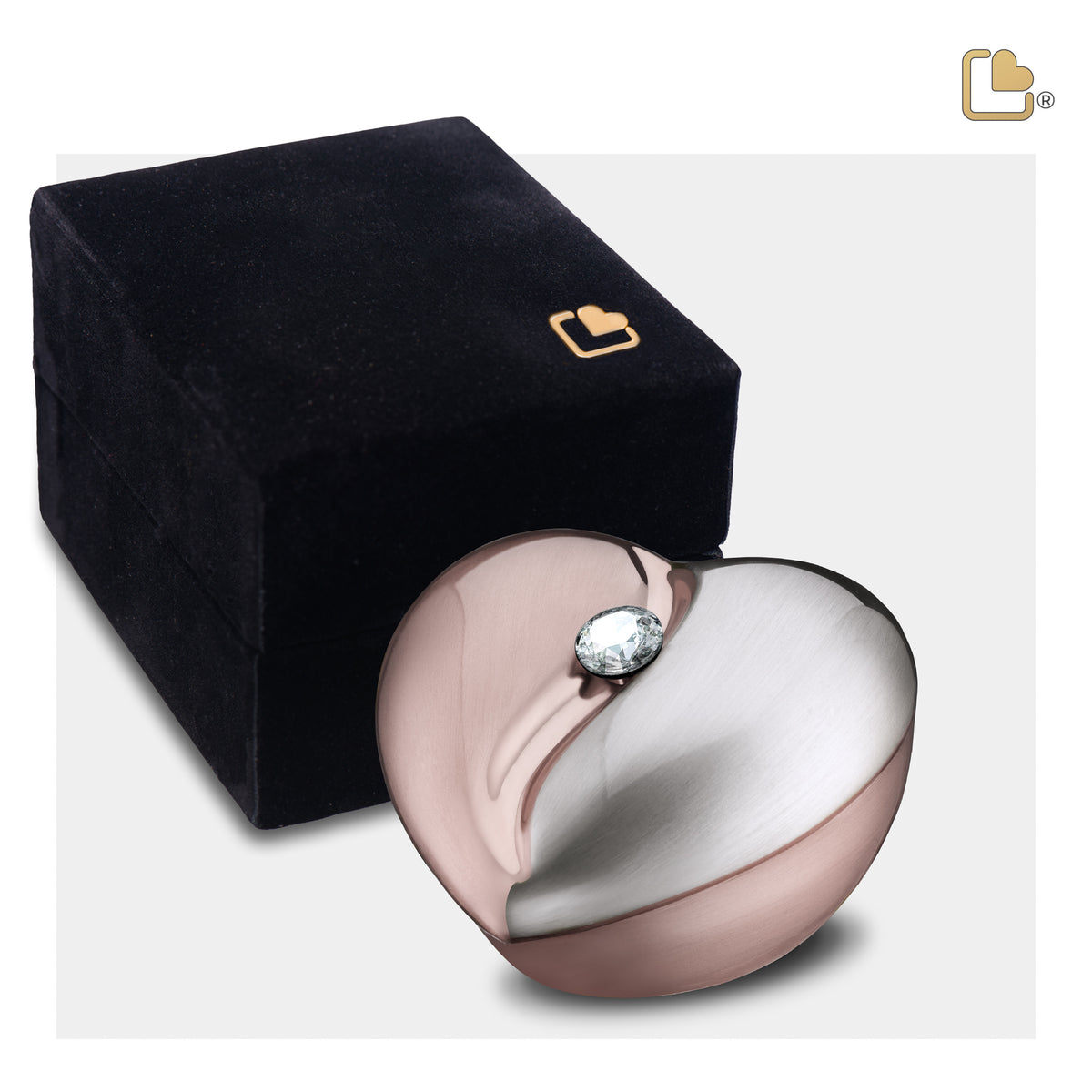 K1110   HeartFelt Keepsake Urn Bru RoseGold w/Crystal