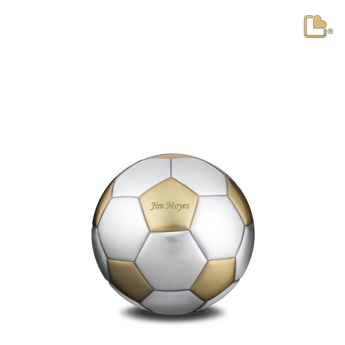 K1152   Football Keepsake Urn Bru Gold &amp; Bru Pewter
