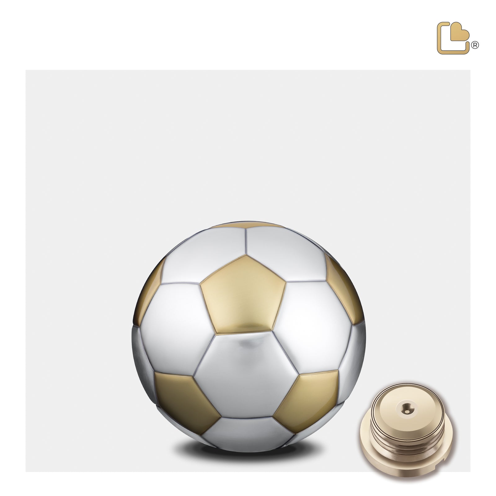 K1152   Football Keepsake Urn Bru Gold & Bru Pewter
