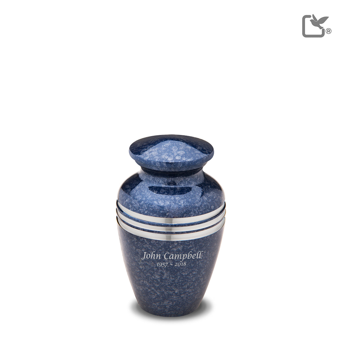 K212   Classic Keepsake Urn Speckled Indigo &amp; Bru Pewter