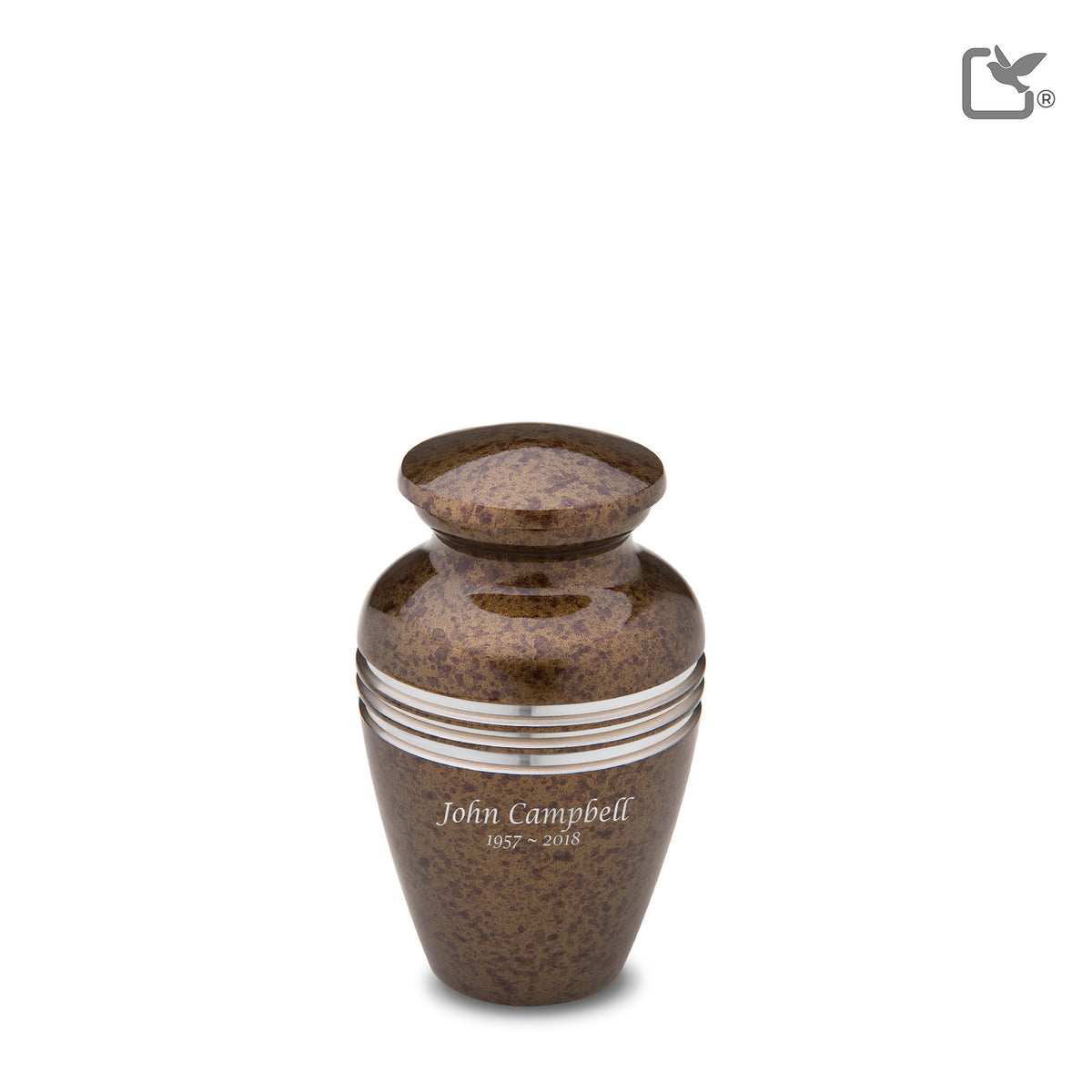 K214   Classic Keepsake Urn Speckled Auburn &amp; Bru Pewter