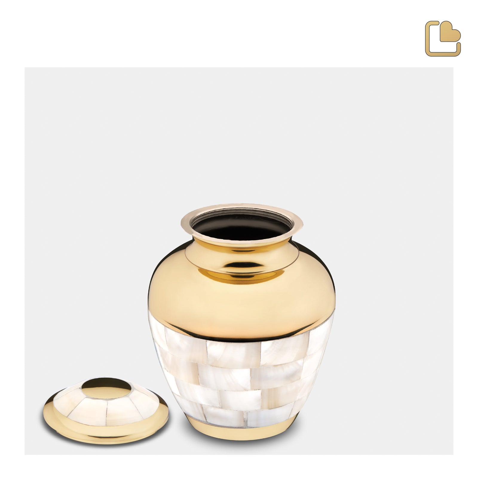 K230   Mother of Pearl Keepsake Urn Pol Gold