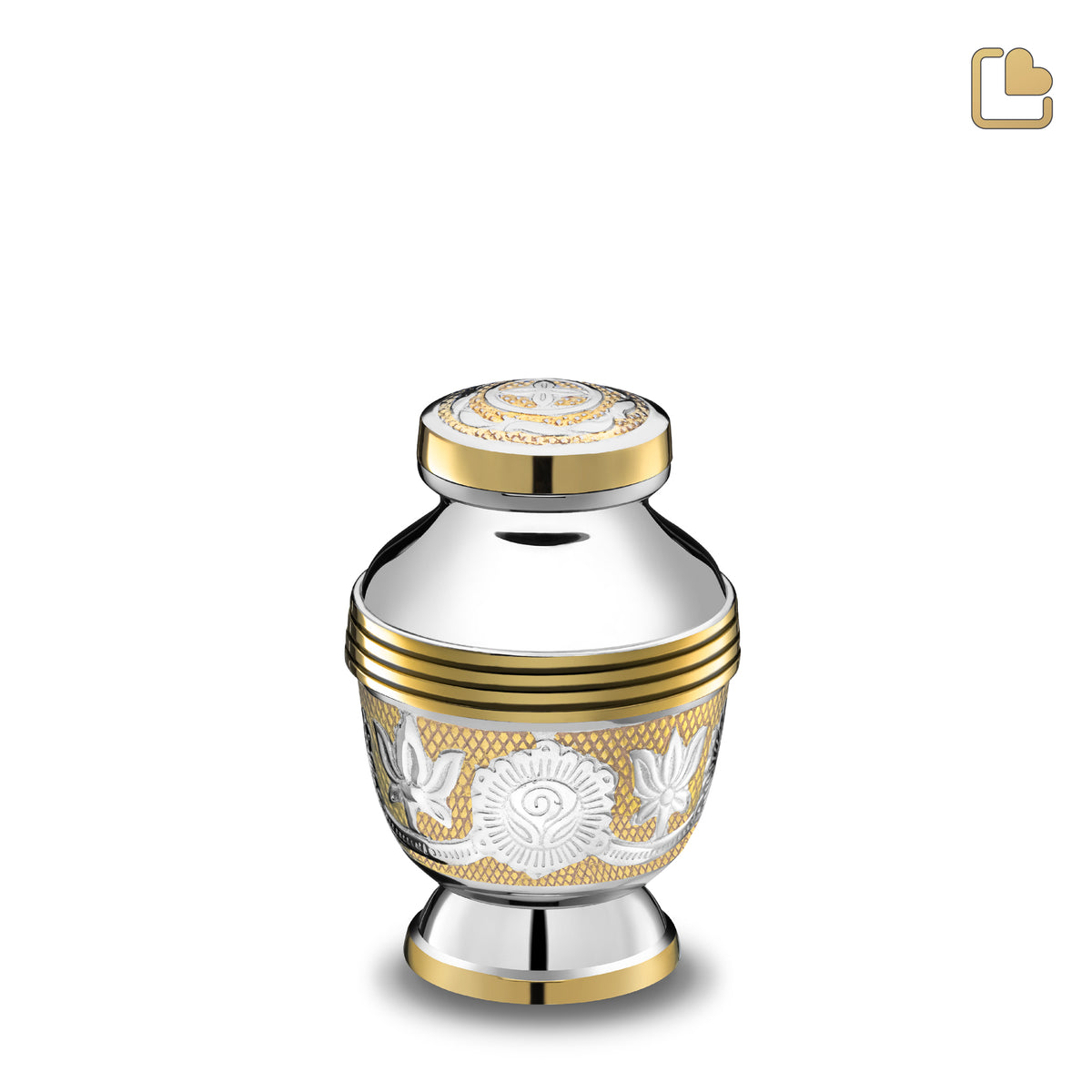 K250   Elegant Floral Keepsake Urn Pol Silver
