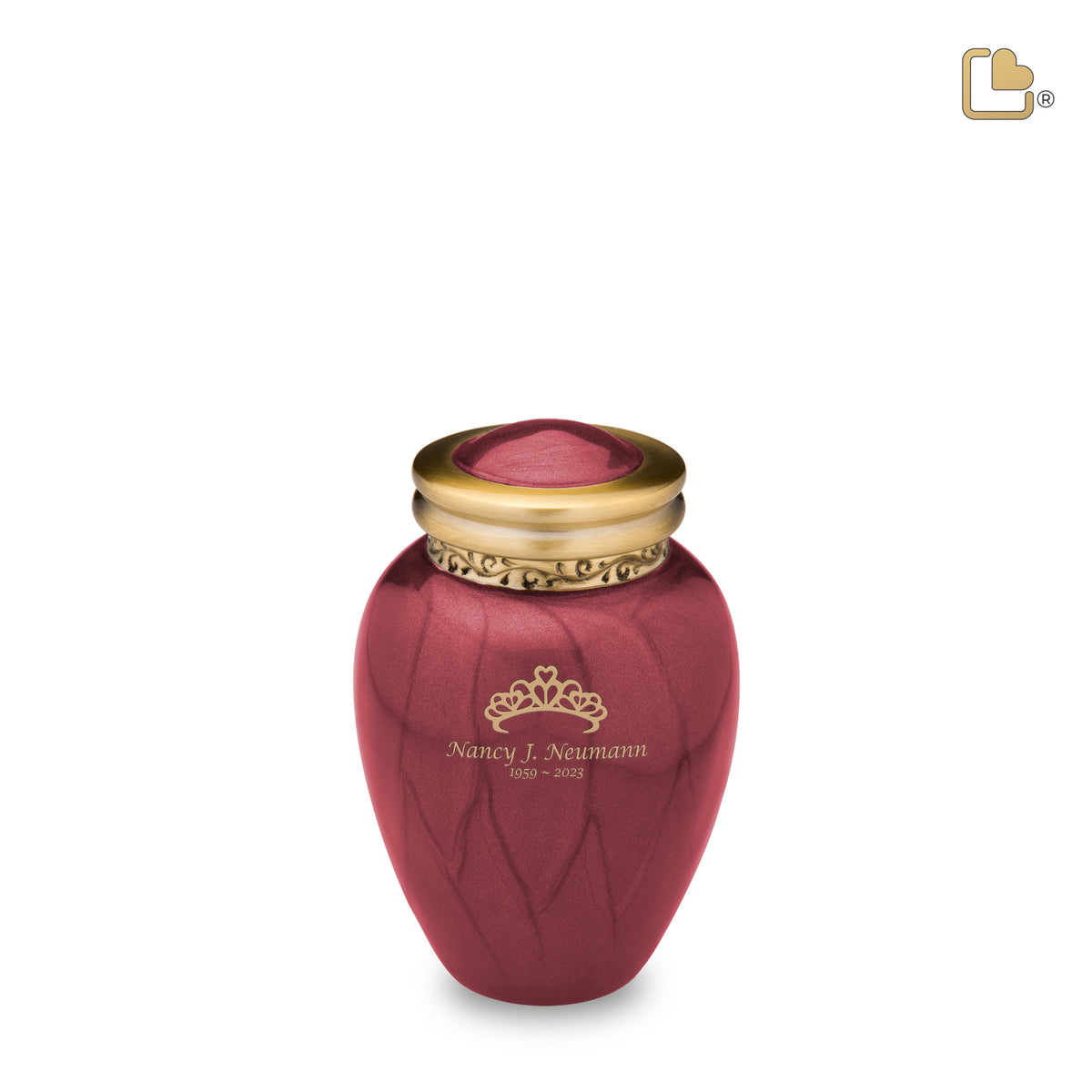 K299   Blessing Keepsake Urn Pearl Crimson &amp; Bru Gold