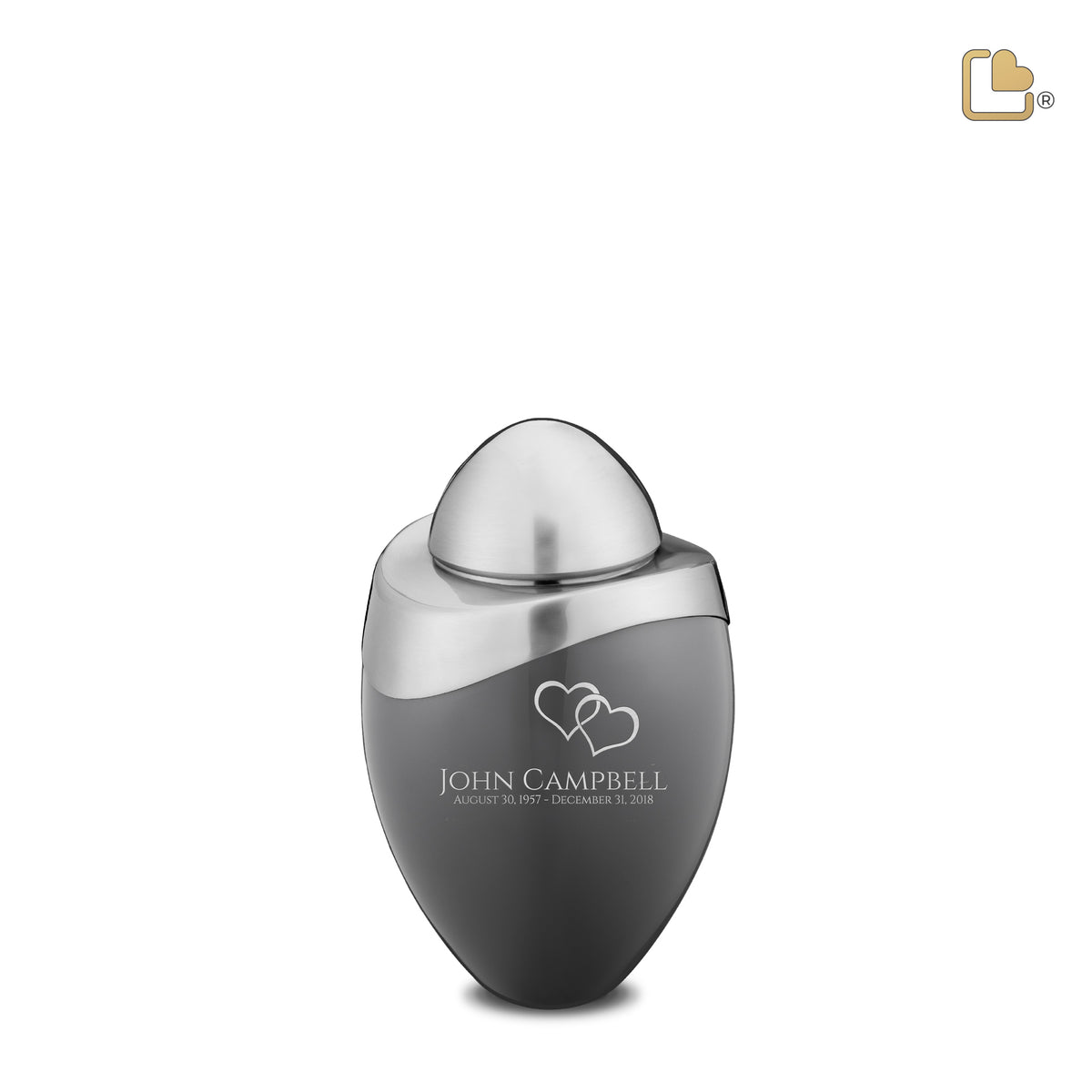 K364   Amore Keepsake Urn French Grey &amp; Bru Pewter