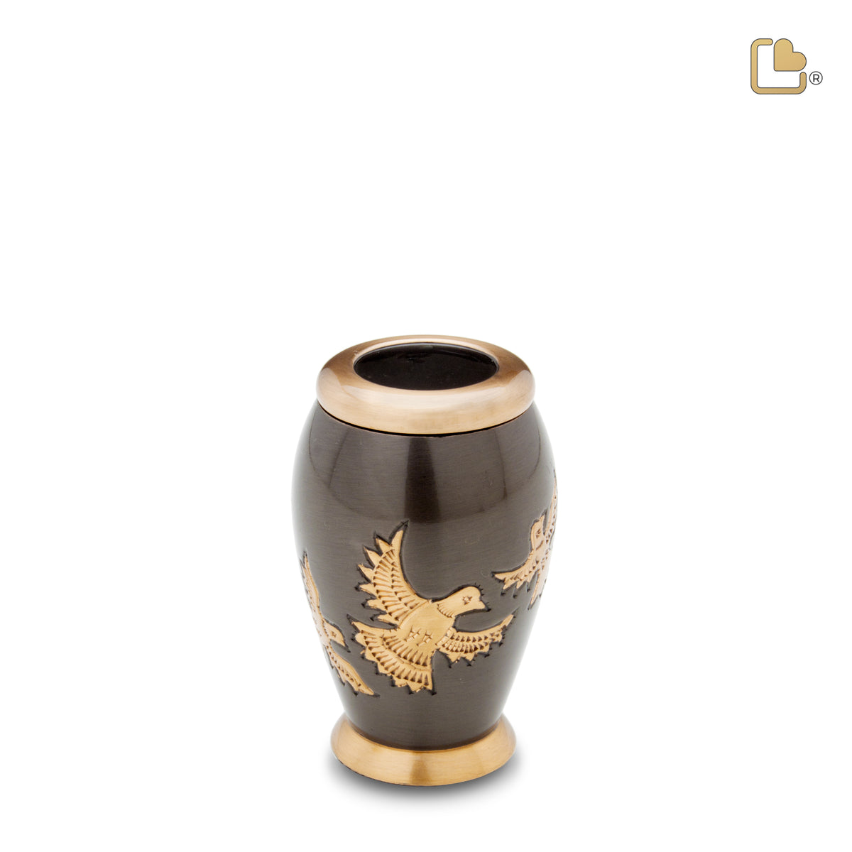 K506   Majestic Flying Dove Keepsake Urn Midnight &amp; Bru Gold