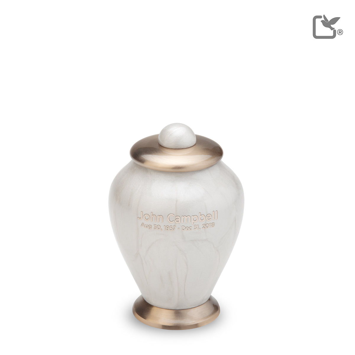 K522   Simplicity Keepsake Urn Pearl White &amp; Bru Gold