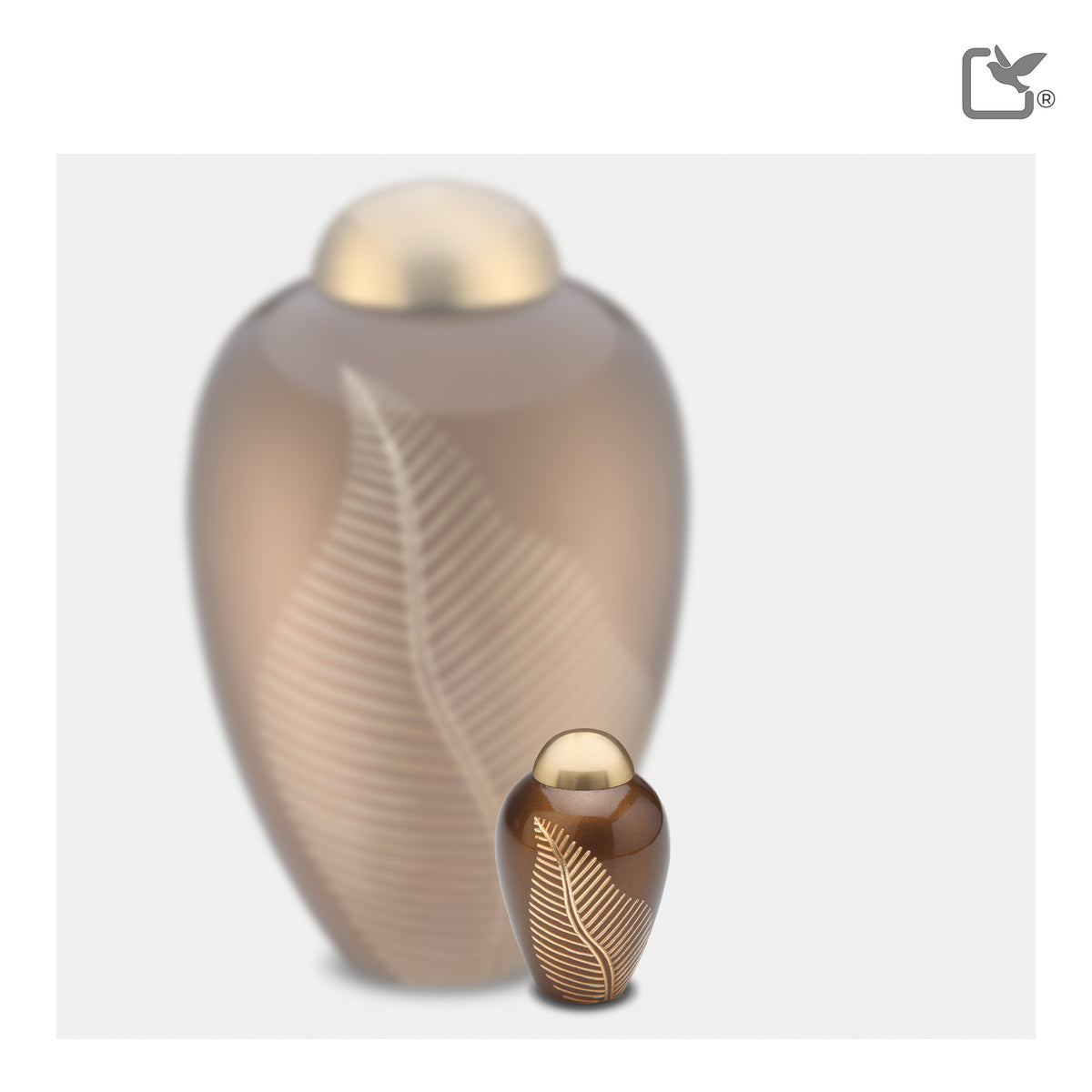 K541   Elegant Leaf Keepsake Urn Bronze & Bru Gold