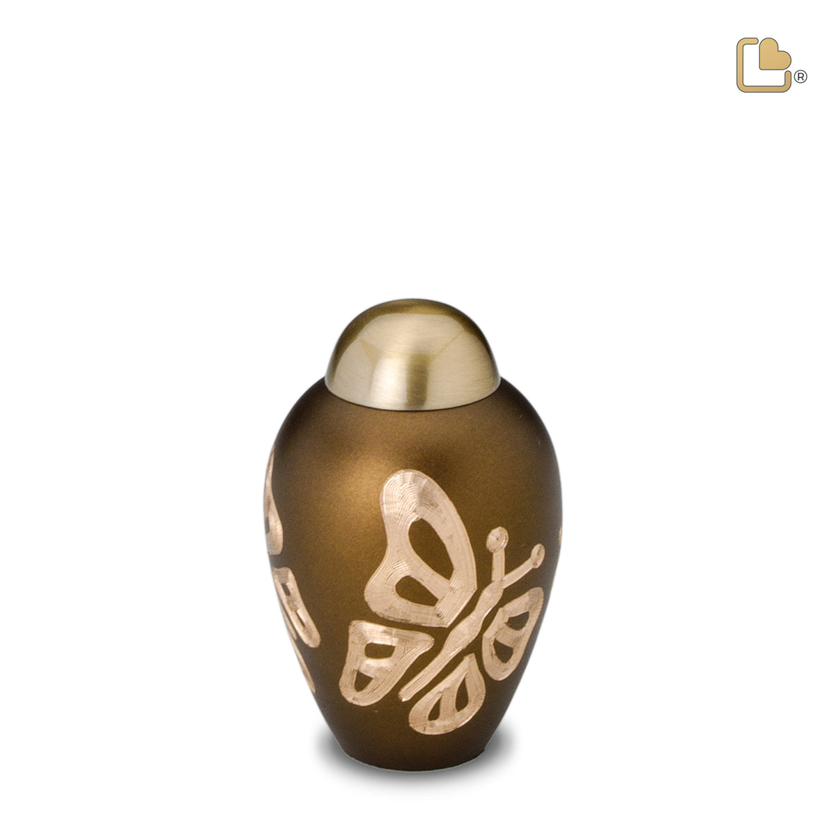 K543   Elegant Butterfly Keepsake Urn Bronze &amp; Bru Gold