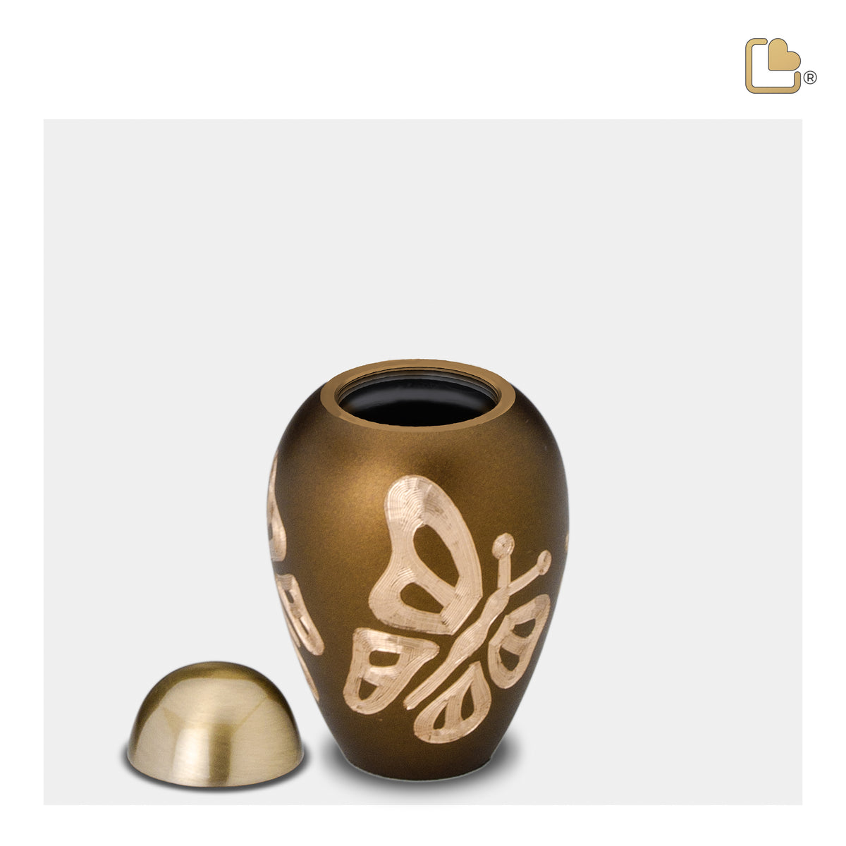K543   Elegant Butterfly Keepsake Urn Bronze & Bru Gold
