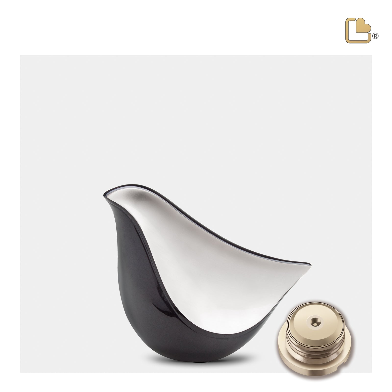 K550   LoveBird Keepsake Urn Midnight & Bru Pewter