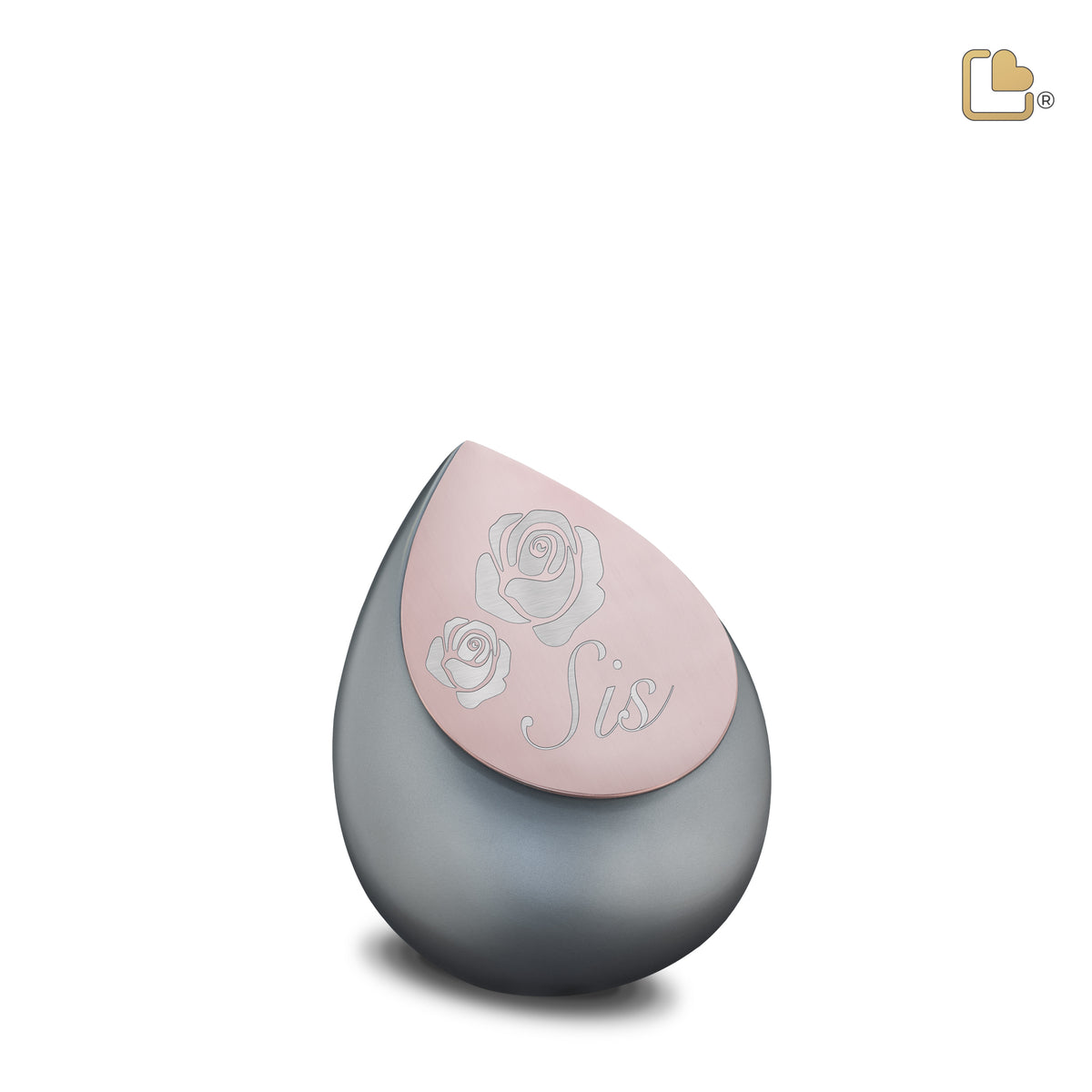 K584   Drop Keepsake Urn French Grey &amp; Bru RoseGold