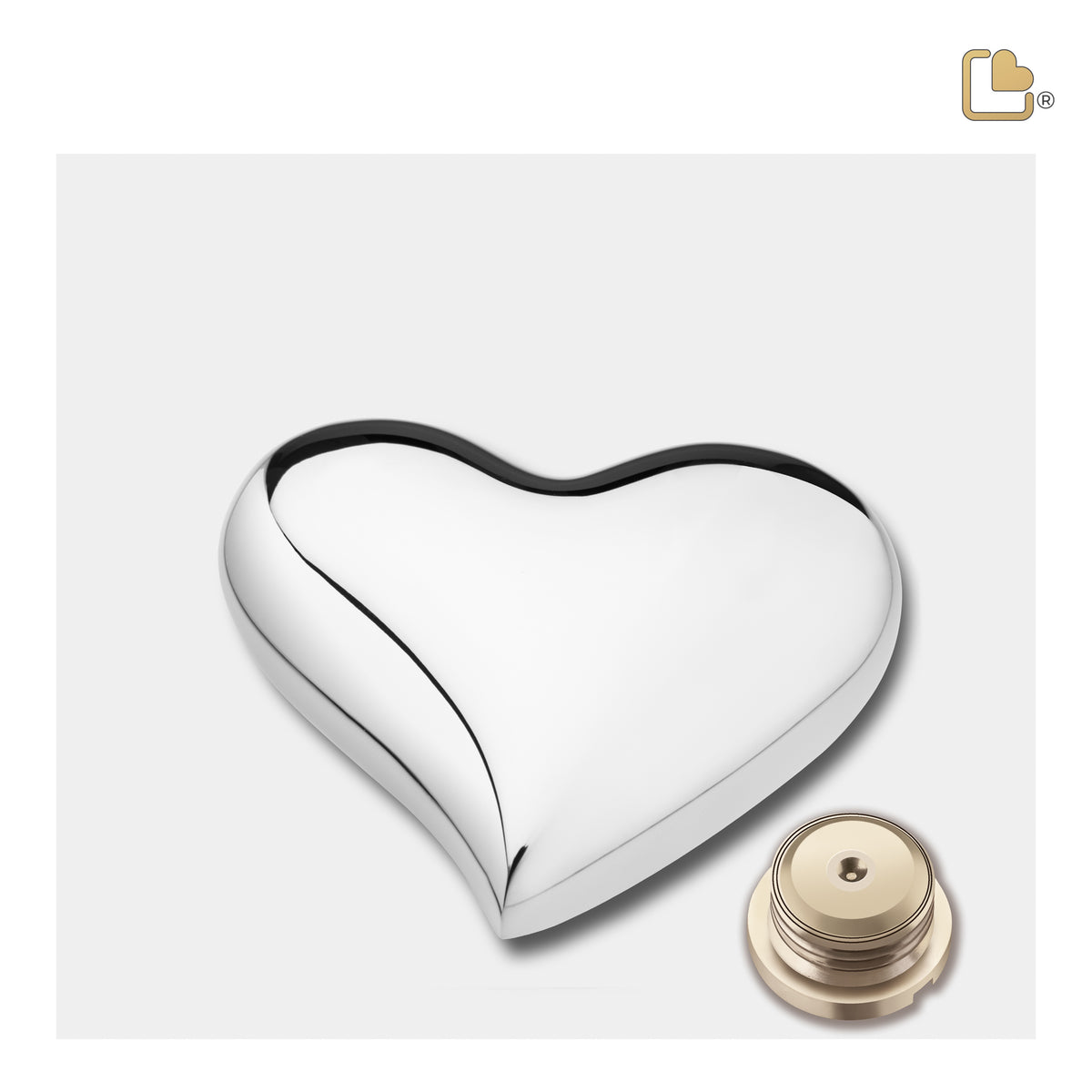 K603   Heart Keepsake Urn Pol Silver