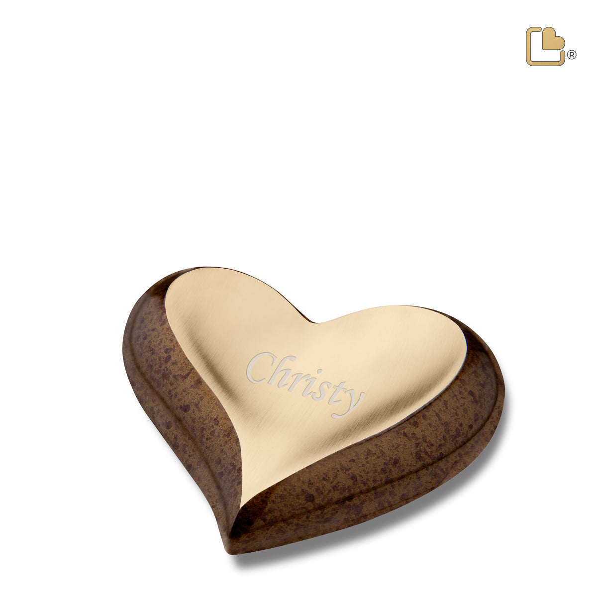 K615   Heart Keepsake Urn Speckled Auburn &amp; Bru Gold