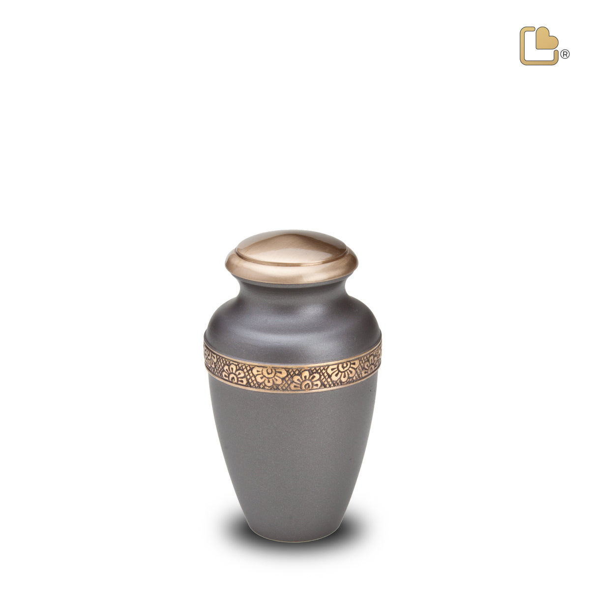 K902   Floral Band Keepsake Urn Slate & Bru Gold