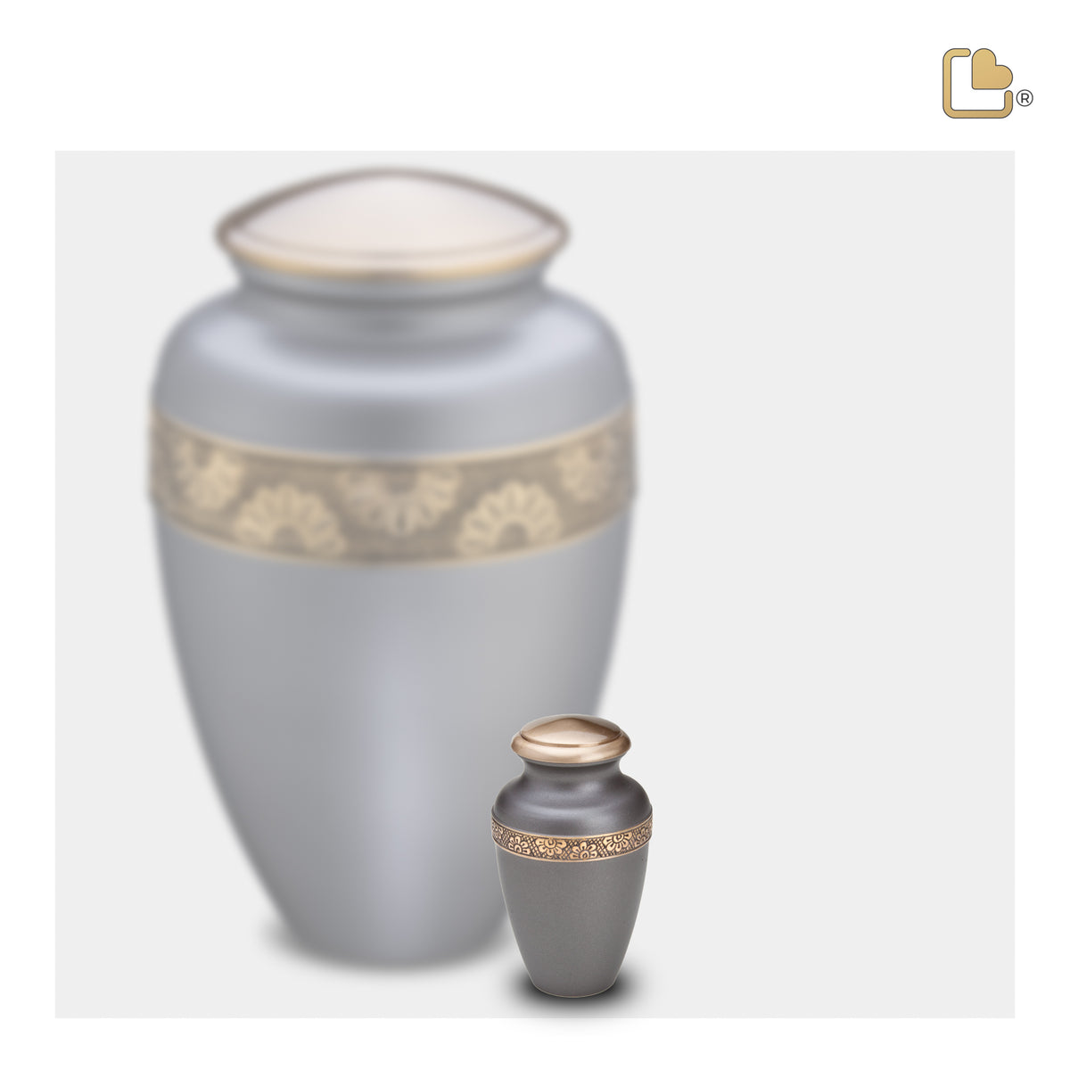 K902   Floral Band Keepsake Urn Slate & Bru Gold