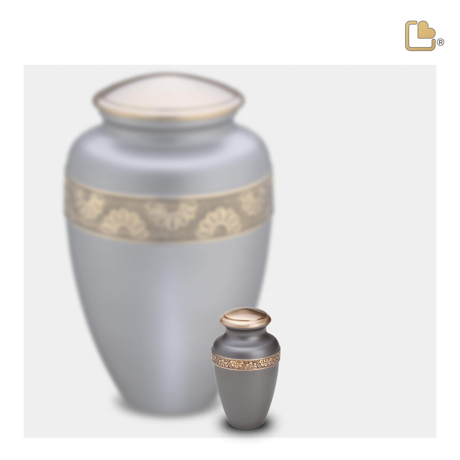 K902   Floral Band Keepsake Urn Slate & Bru Gold