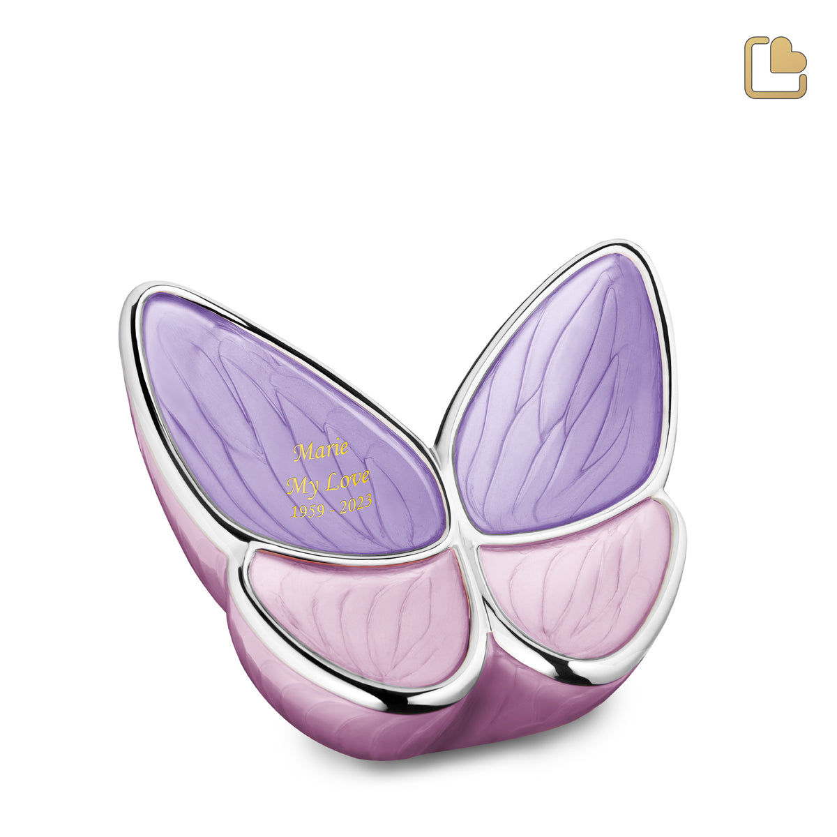 M1040   Wings of Hope Medium Urn Pearl Lavender &amp; Pol Silver