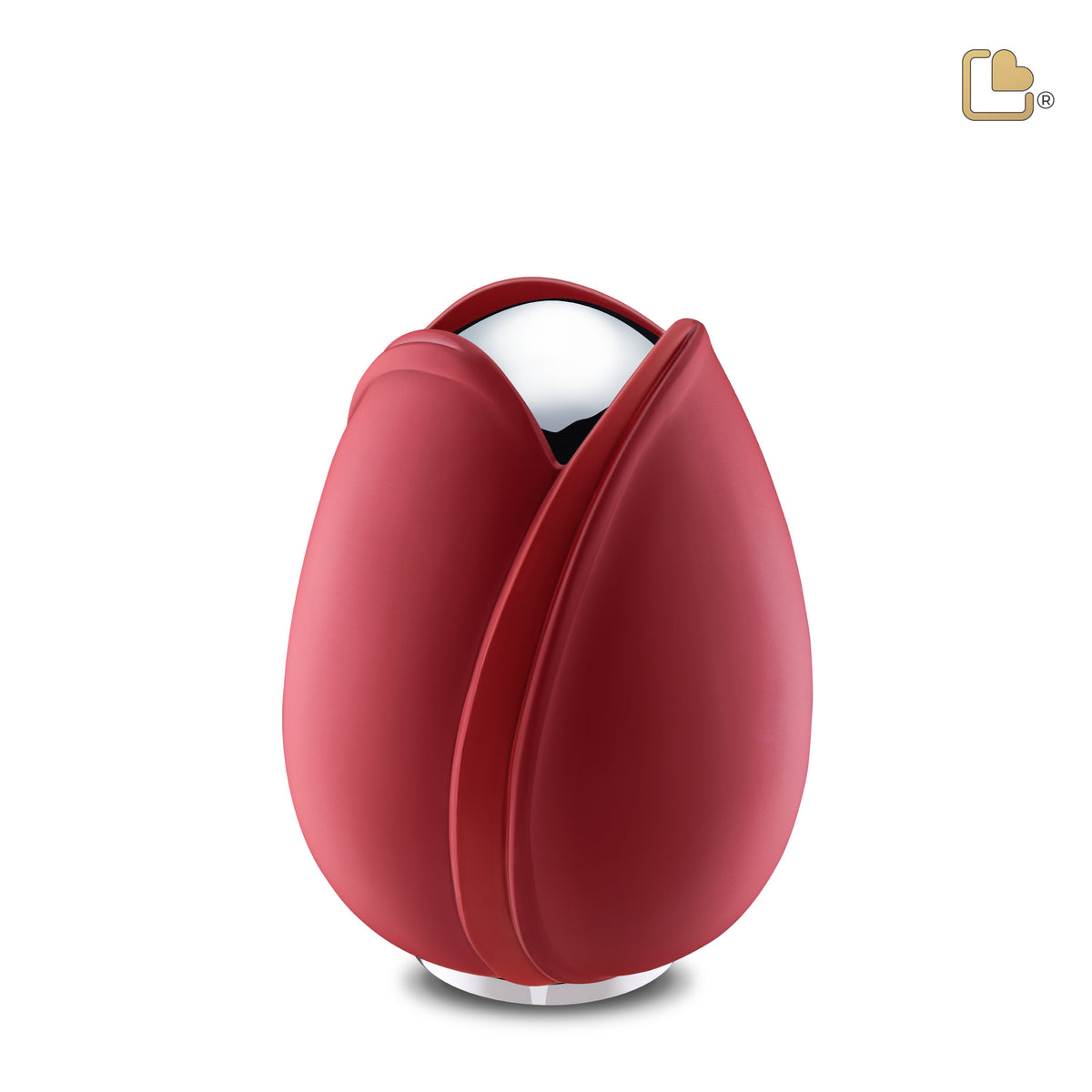 M1052   Tulip Medium Urn Red &amp; Pol Silver