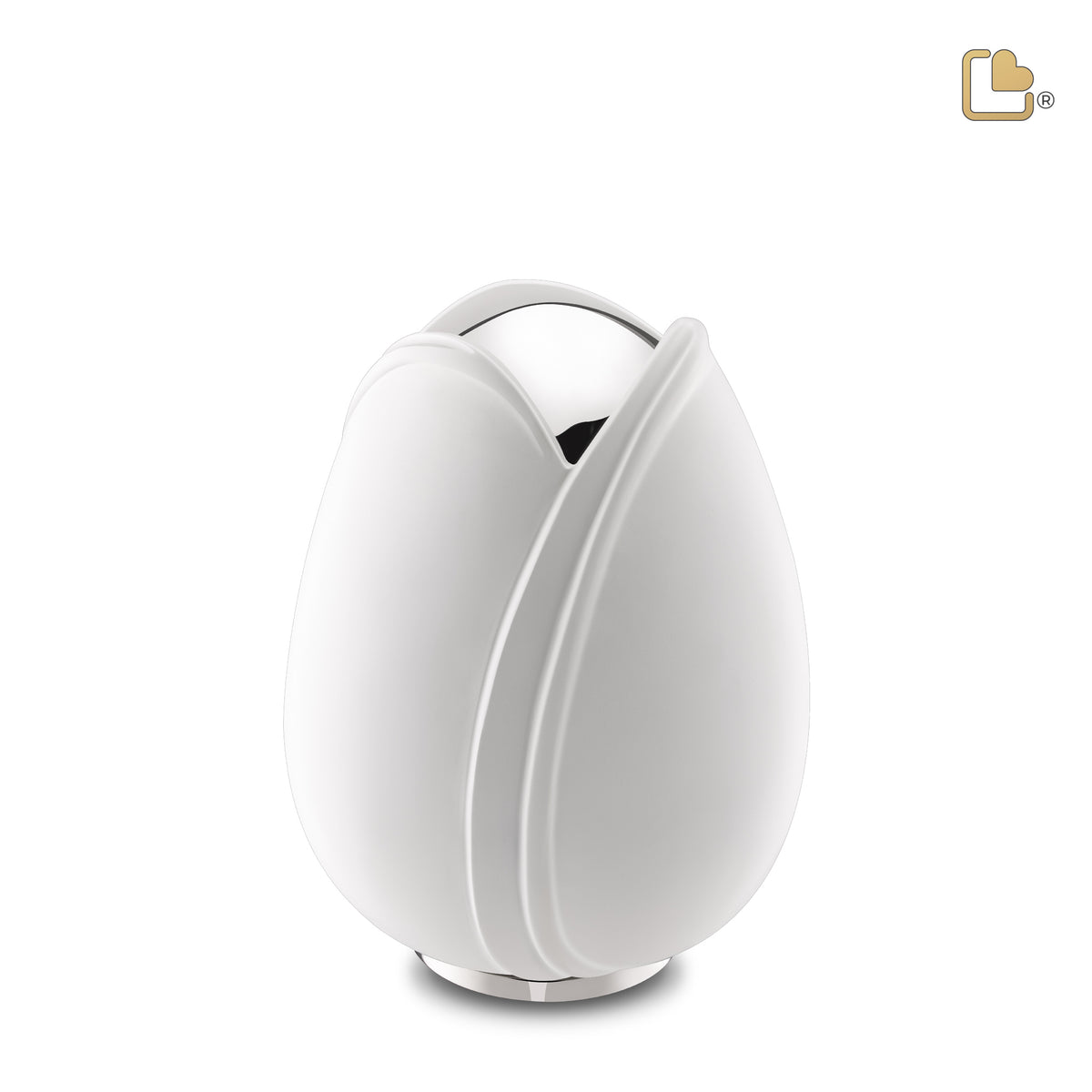 M1055   Tulip Medium Urn White &amp; Pol Silver