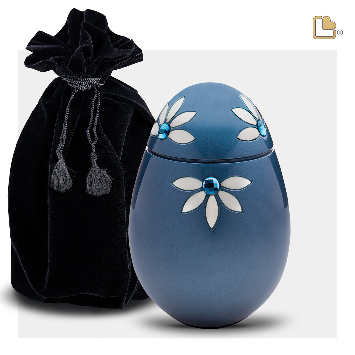 M271   Nirvana Azure Medium Urn Blue & Bru Pewter w/Crystal