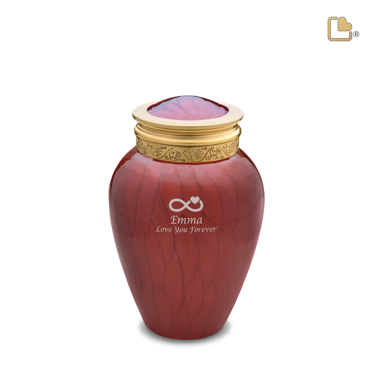 M299   Blessing Medium Urn Pearl Crimson &amp; Bru Gold