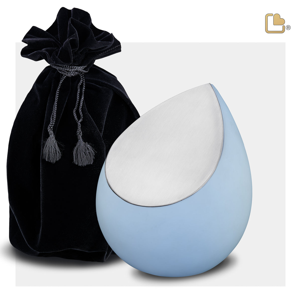 M589   Drop Medium Urn Blue & Bru Pewter