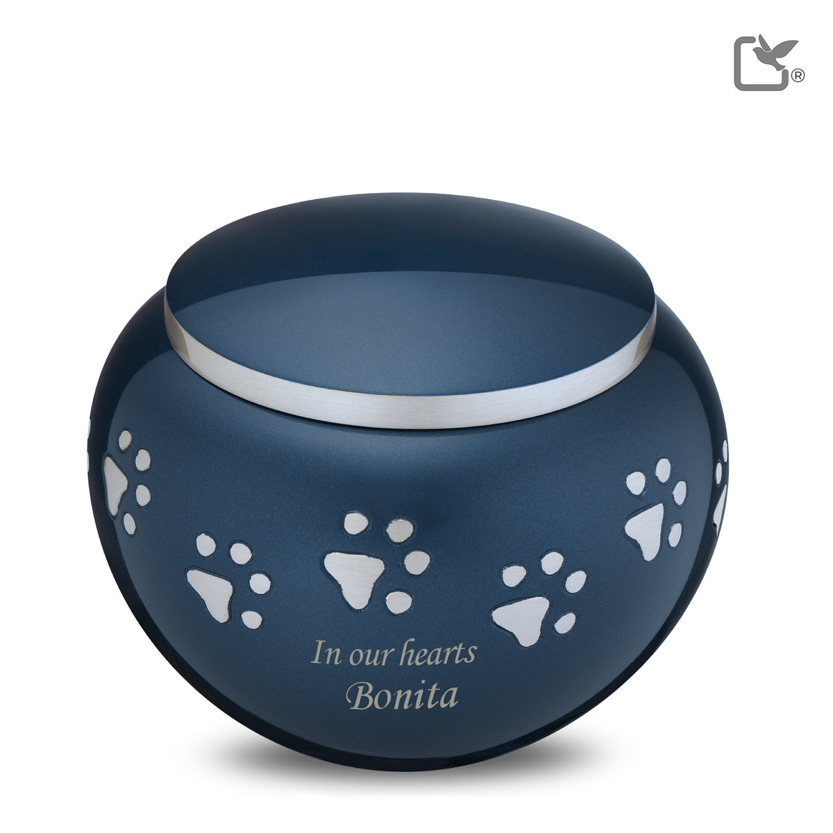 P271L   Classic Round Large Pet Urn Blue &amp; Bru Pewter