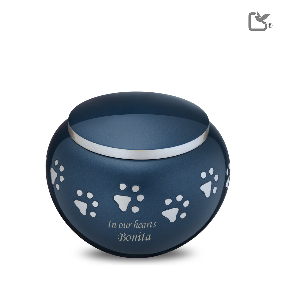P271M   Classic Round Medium Pet Urn Blue &amp; Bru Pewter