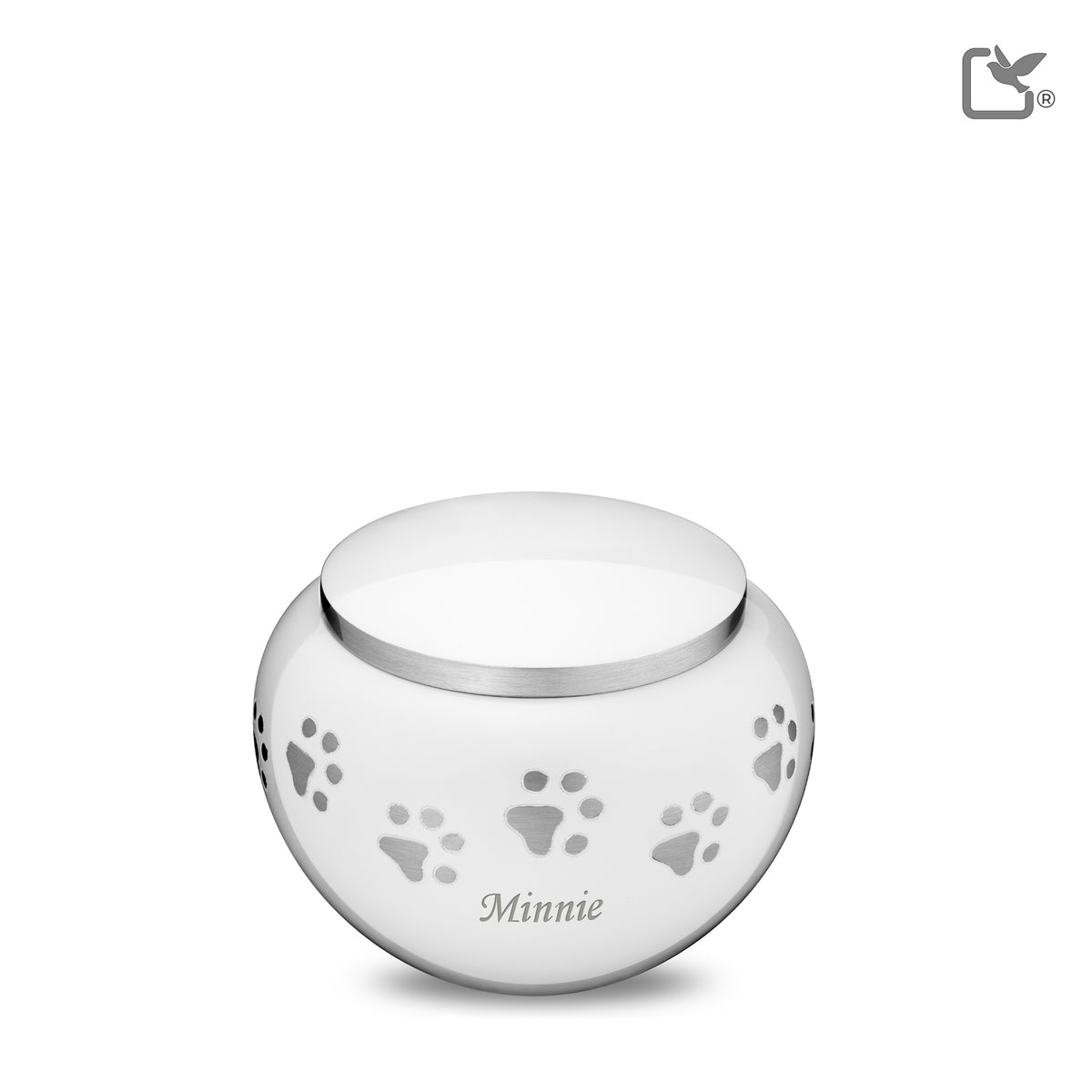 P272S   Classic Round Small Pet Urn White &amp; Bru Pewter