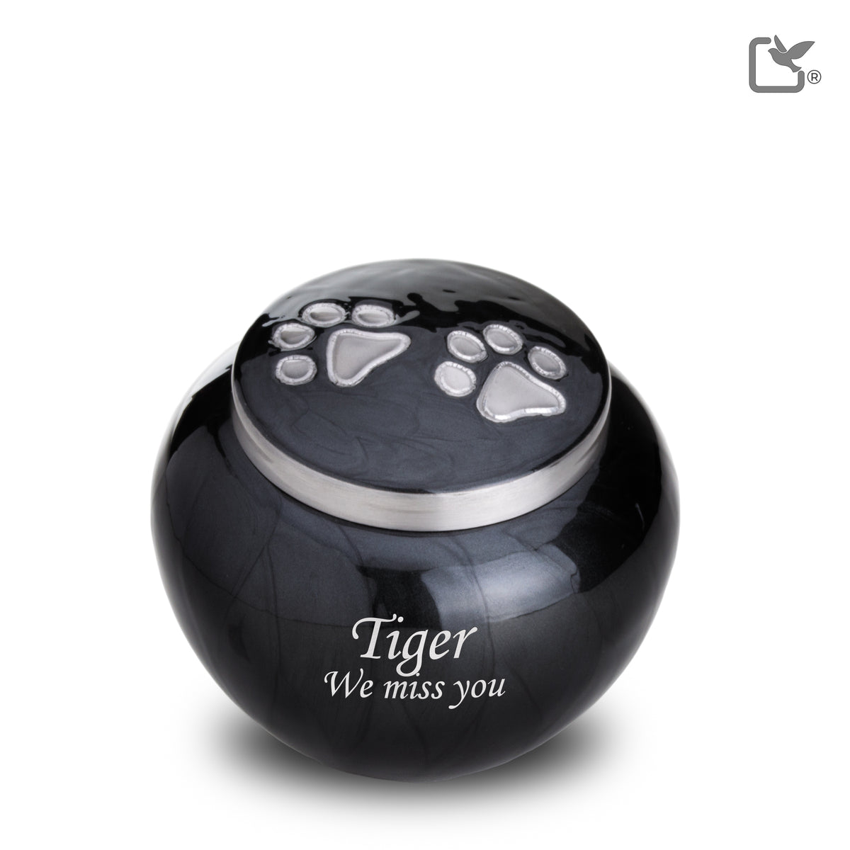 P273M   Classic Round Medium Pet Urn Midnight &amp; Bru Pewter