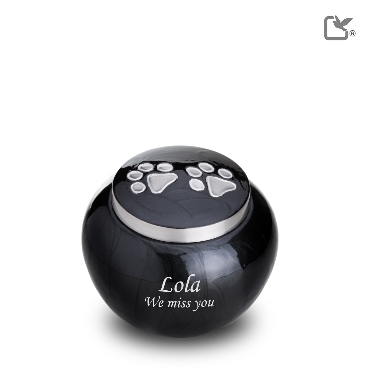 P273S   Classic Round Small Pet Urn Midnight &amp; Bru Pewter