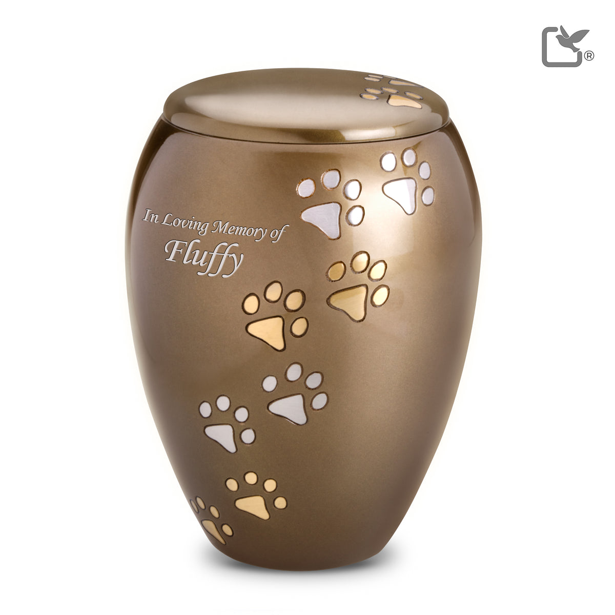 P504L   Majestic Large Pet Urn Bronze &amp; Bru Gold