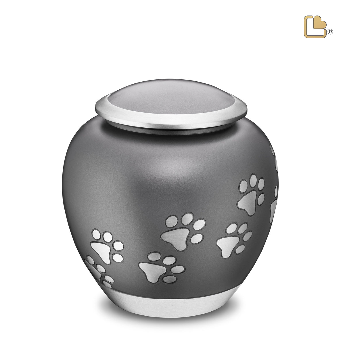 P550L   Shadow Large Pawprint Pet Urn French Grey &amp; Bru Pewter