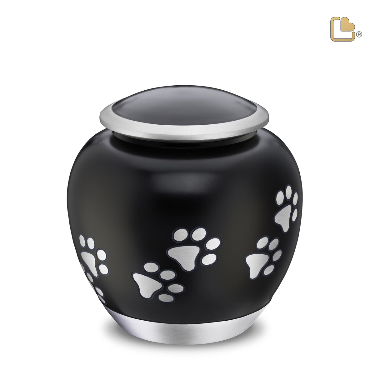 P551L   Shadow Large Pawprint Pet Urn Black &amp; Bru Pewter