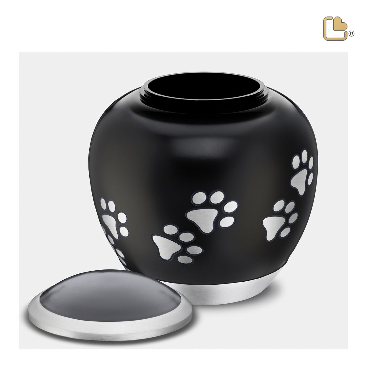 P551M   Shadow Medium Pawprint Pet Urn Black & Bru Pewter