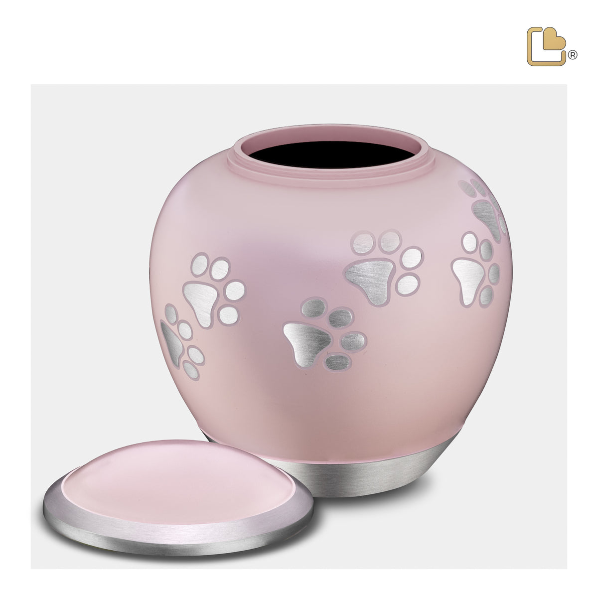 P552L   Shadow Large Pawprint Pet Urn Pink & Bru Pewter